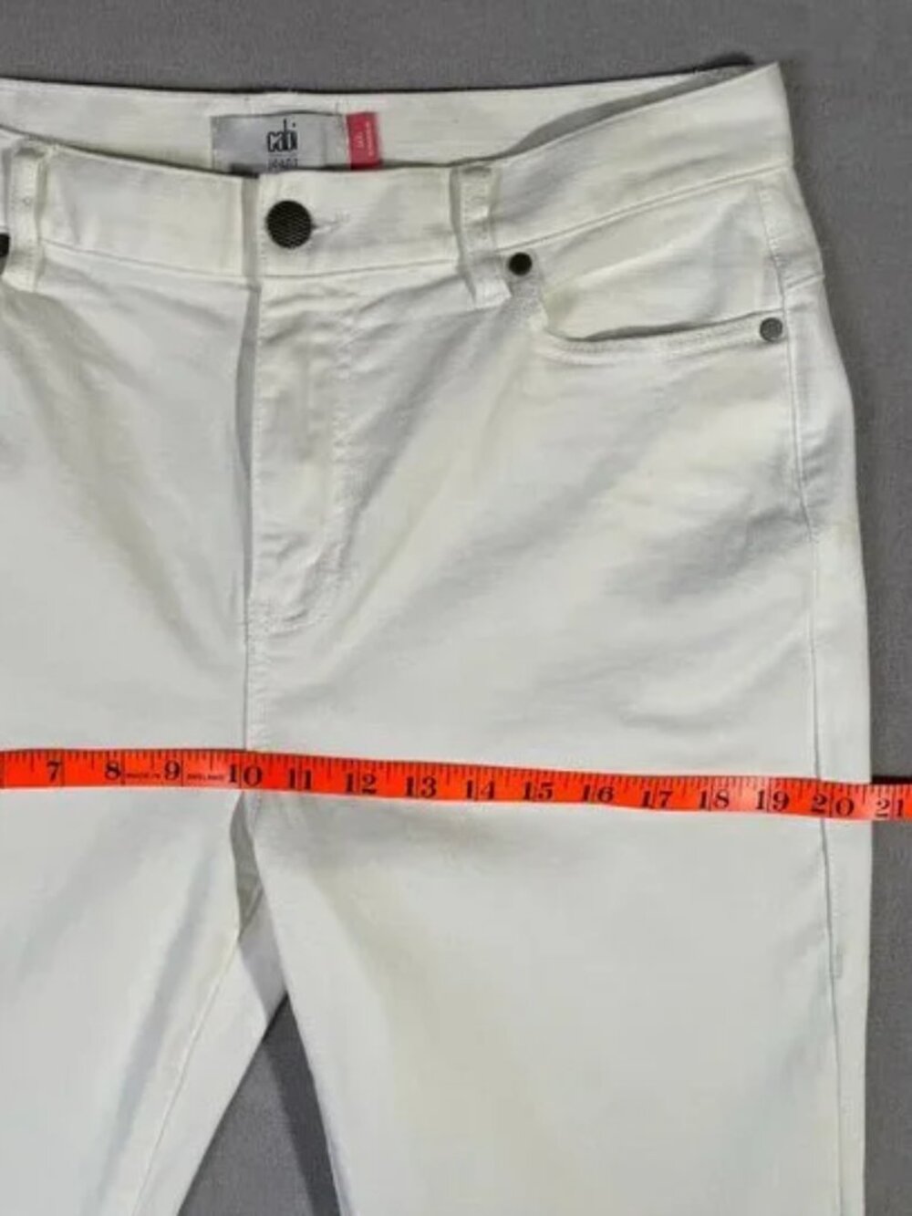 CAbi 5th Avenue Jean White High Rise Stretch Flare Size 10 Style 6285L - Picture 9 of 16
